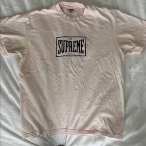 Supreme Men's Light Cream Short Sleeve Tee